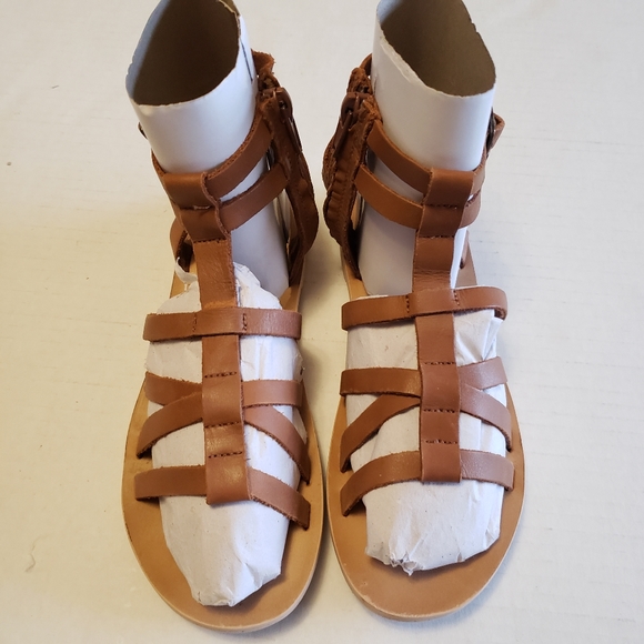 Zara Girls 34/ 3 Leather Zip-Up Gladiators Sandals - Picture 2 of 5